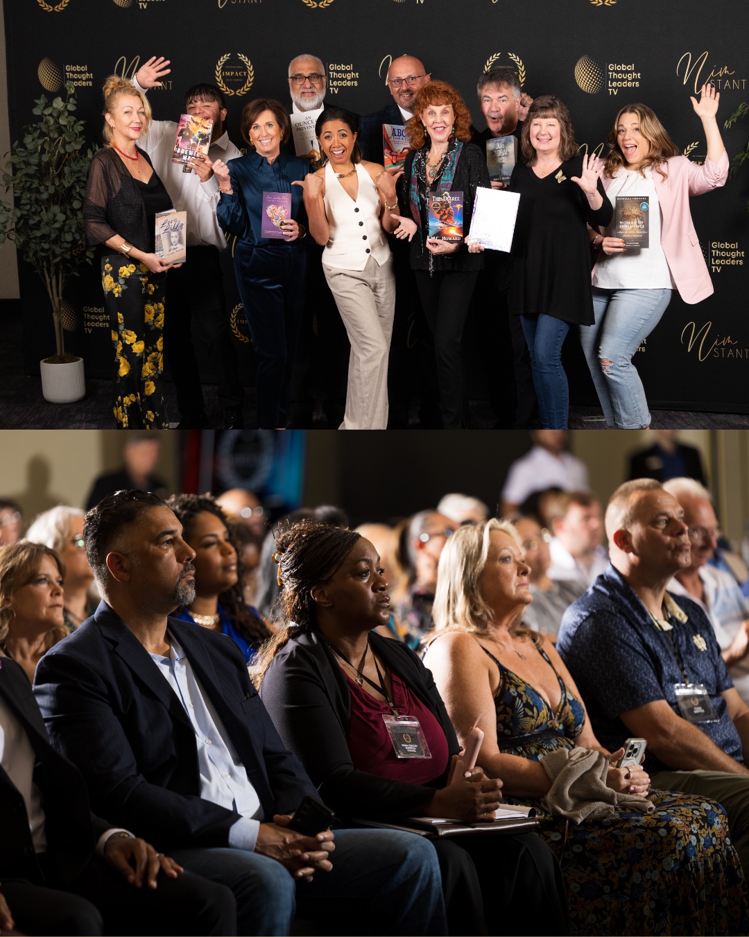 Nim Stant with authors celebrating at the Global Thought Leaders event